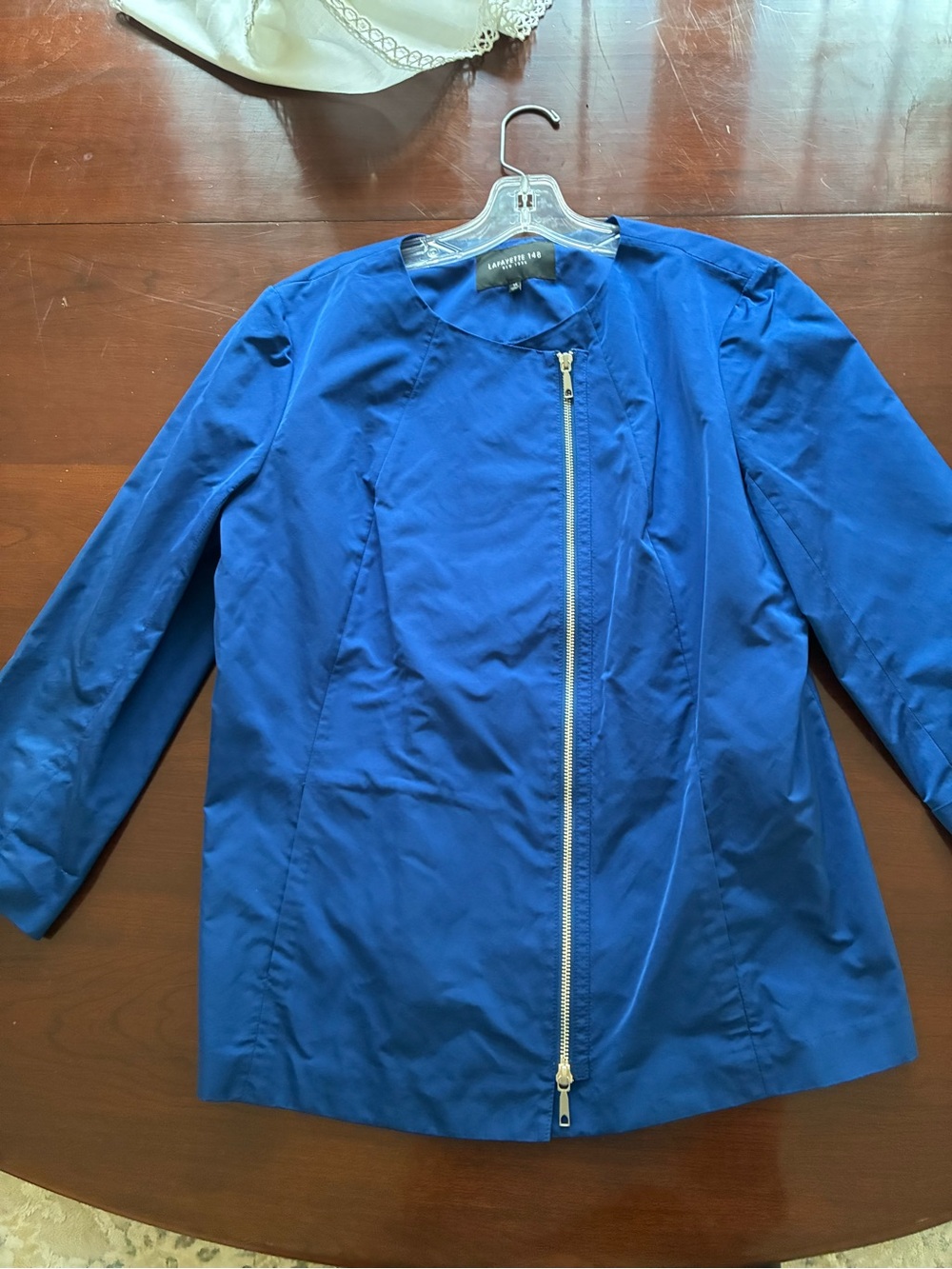 Lafayette 148 New York Cobalt Blue Asymmetrical Zip Jacket